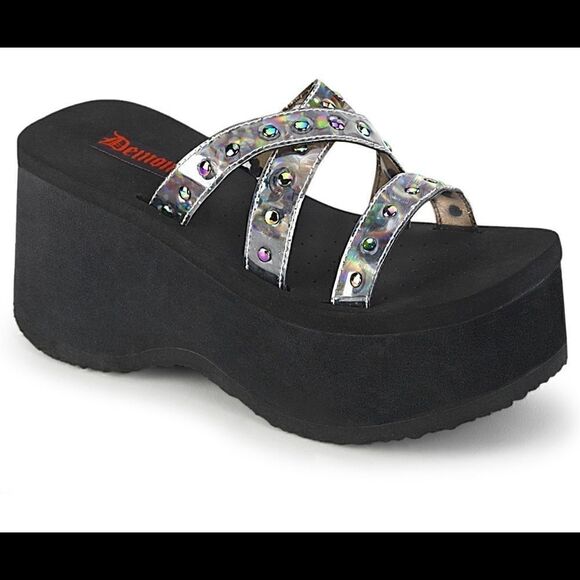 Holo Platform Sandals Demonia FUNN-19 Oil Spill - Picture 1 of 5